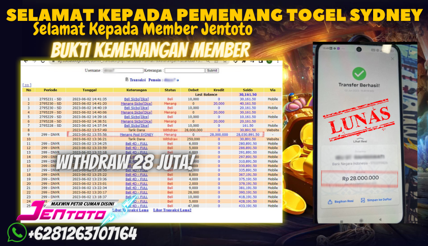 Bukti JP Togel Online Jentoto - Togel Sydney