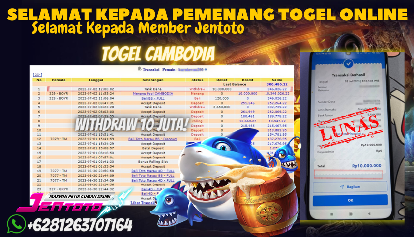 Bukti JP Togel Online Jentoto - Togel Cambodia